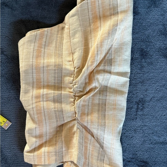 NWT- Beige-Striped Gathered Corset-style Top, Medium - Picture 2 of 9